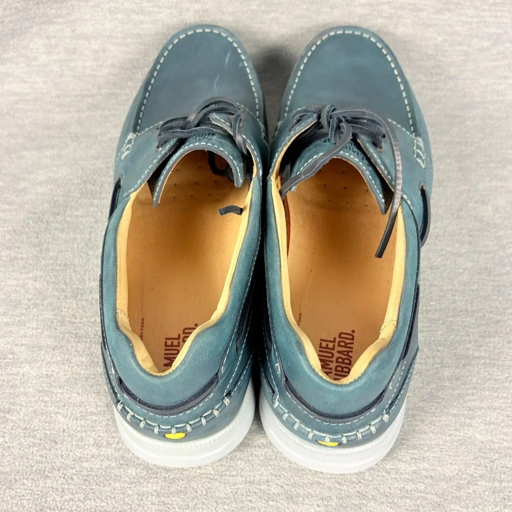 Samuel Hubbard New Endeavor Boat Shoes Mens 9.5 M Driftwood Blue Leather Slip On